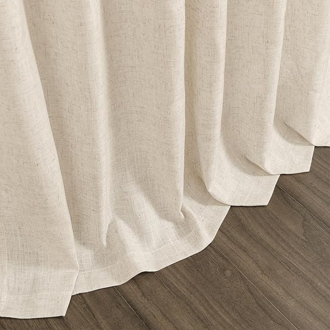 Linen Curtains 63 Inch Length for Living Room Modern Farmhouse Decor Light Filtering Semi Sheer Curtain Back Tab Neutral Luxury Rustic Burlap Coastal Drapes for Bedroom Office 52x63, 2 Panels