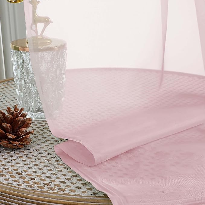 Chyhomenyc Blush Pink Sheer Curtains 90 Inches Long 2 Panels, Light Filtering Blush Pink Curtains for Living Room, Soft Gentle Voile Rod Pocket Bedroom Window Drapes, 59Wx90L Inch, 2PCS