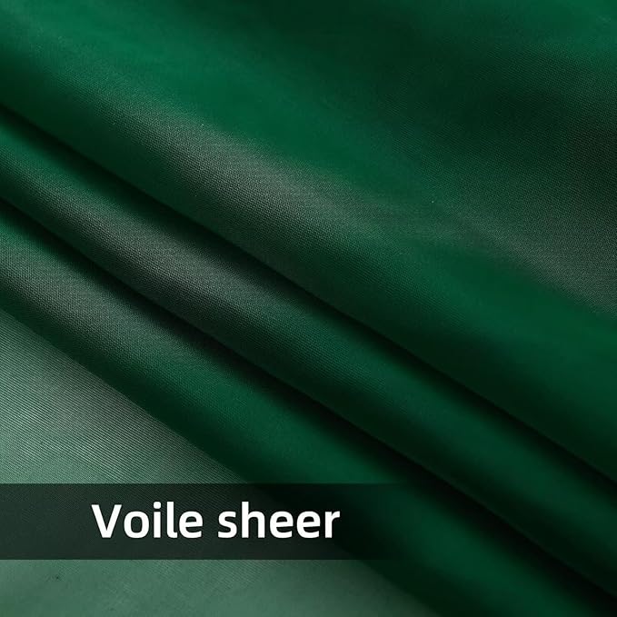 youleyar Solid Sheer Rod Pocket Curtain Voile Draperies 2 Panels White Beige Black Grey Coffee 60 Inch Width 72 Inch Long 1 Pair for Kitchen Bedroom Children Living Room Yard (Foliage Green,60Wｘ72L)