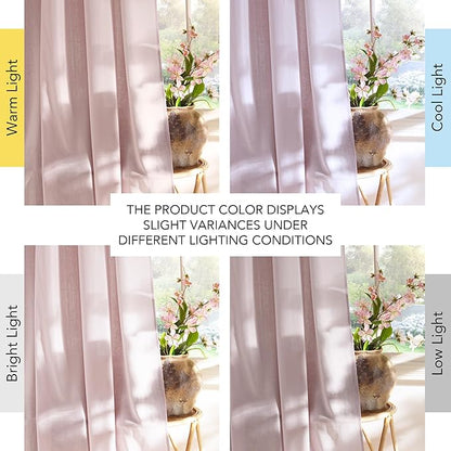 NICETOWN Thick Linen Blush Pink Curtains 2 Panels for Kids Room, Grommet Flax Linen Privacy Added with Light Filtering Window Treatments for Bedroom/Living Room, W55 x L96