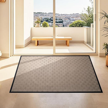Mibao Front Door Mat, Heavy Duty Durable Welcome Mat for Outdoor Indoor, Dirt Trapper Waterproof Super Absorbent Door Mat for Entryway Outside Patio Porch,61.5" x 36", Beige