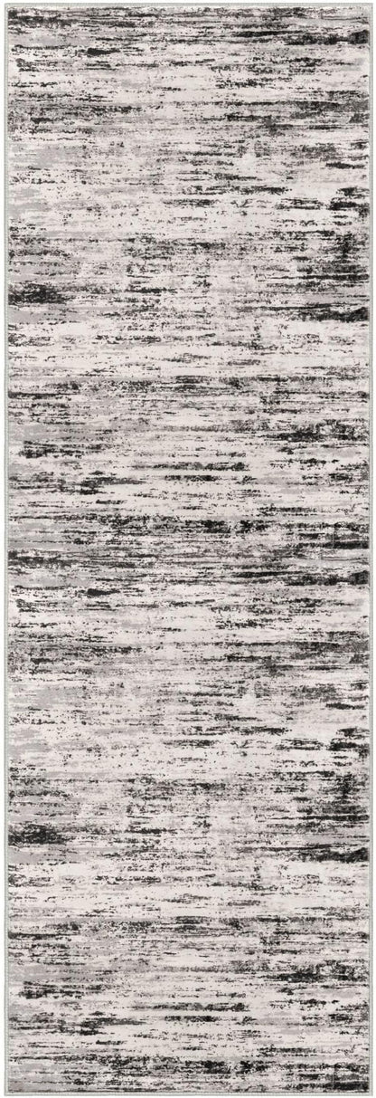 Lansny Modern Abstract Runner Rug 2x6, White Black Grey Taupe Washable Kitchen Runner Non-Slip Soft Hallway Rug Runner Thin Print Faux Wool Carpet for Entryway Bedroom Laundry Room Indoor Home Decor