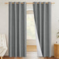 NICETOWN 100% Absolutely Blackout Linen Curtains with Thermal Insulated White Liner, Dove Grey, W52, 2 Pieces, Noise Reducing Textured Linen Look Curtains for Windows 90 inch Length for Classroom
