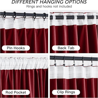 RYB HOME Red Velvet Curtains 84 inches - Darkening Curtains for Bedroom, Thermal Insulated Window Drapes for Living Room Dinning Room Theater, Width 52 x Length 84 inch, Red, 2 Panels