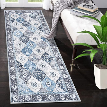 HEBE Hallway Runner Rug 2'x5' Washable Vintage Distressed Area Rugs Non Slip Laundry Rug Runner Boho Floor Carpet Runners for Hallways Entryway Laundry Room Kitchen Bathroom