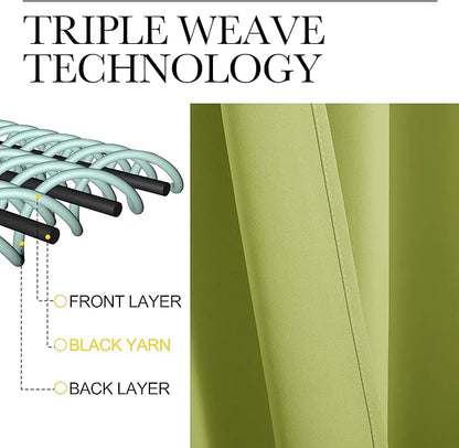NICETOWN Blackout Curtains for Bedroom, Blackout Curtain Panels, Fresh Green, 1 Pair, 62 by 63-inch, Window Treatment Energy Saving Thermal Insulated Solid Rod Pocket Blackout Drapes/Draperies