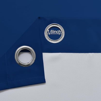 Yakamok Greyish White and Royal Blue Ombre Curtains,Light Blocking Curtains,Room Darkening Grommet Window Drapes for Bedroom(Royal Blue,52x63 Inch,2 Panels)