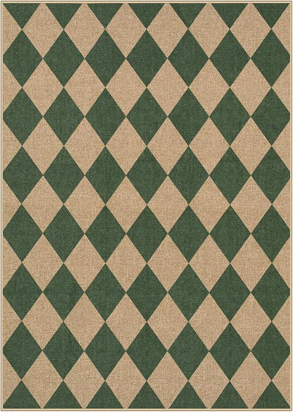 Lahome Colette Checkered Outdoor Rug 5x7, Washable Rug for Living Room Office Indoor Outdoor Carpet, Farmhouse Non Slip Non Shedding Green Carpet for Dining Room Sunroom Patio Courtyard