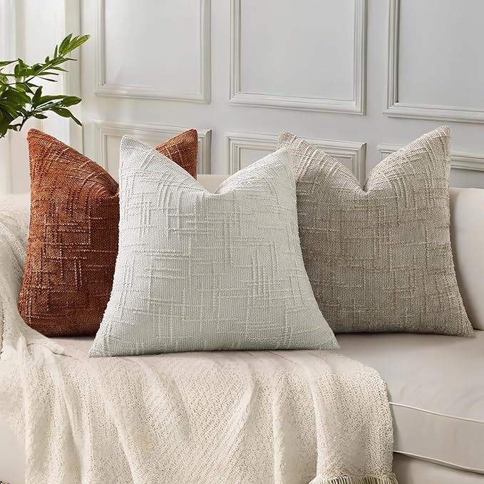 decorUhome Light Grey Chenille Euro Sham Throw Pillow Covers 24x24 Set of 2 Textured Soft Cozy Slubby Couch Pillow Covers Modern Farmhouse Boho Decorative Pillow Cases for Bed Sofa Living Room