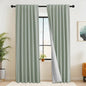 RYB HOME Light Green Curtains 100% Blackout, Linen Window Treatment Panels Thermal Insulated, Privacy Drapes for Living Room/Bedroom/Nursery, Rod Pocket & Back Tab, 2 Panels, W52xL84