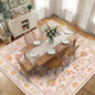 RELEANY Area Rugs Square 10ft Washable Non-Slip, Floral Vintage Distress Print Pattern Medallion Carpet for Living Room Bedroom Dining Room, Light Pink Colorful
