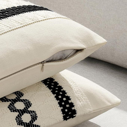 MIULEE Set of 2 Black Boho Decorative Pillow Covers 20x20 Inch Farmhouse Rustic Couch Throw Pillows Modern Spring Cotton Cushion Covers Retro Cute Macrame Woven Home Decor for Bed Sofa Chair