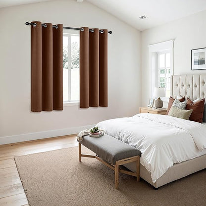 MIULEE Blackout Curtains for Bedroom Living Room 63 Inches Long 2 Panels, Thermal Insulated Room Darkening Drapes Solid Grommet Noise Reduction Light Blocking Window Treatments 40x63 Inch Mocha Brown
