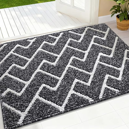 OLANLY Front Door Mat, Non-Slip Rubber Backing, Dirt Resistant and Absorbent, Washable, Easy to Clean Low-Profile Indoor Doormat for Back Door, Entryway, Inside Entrance, 36x24, Black