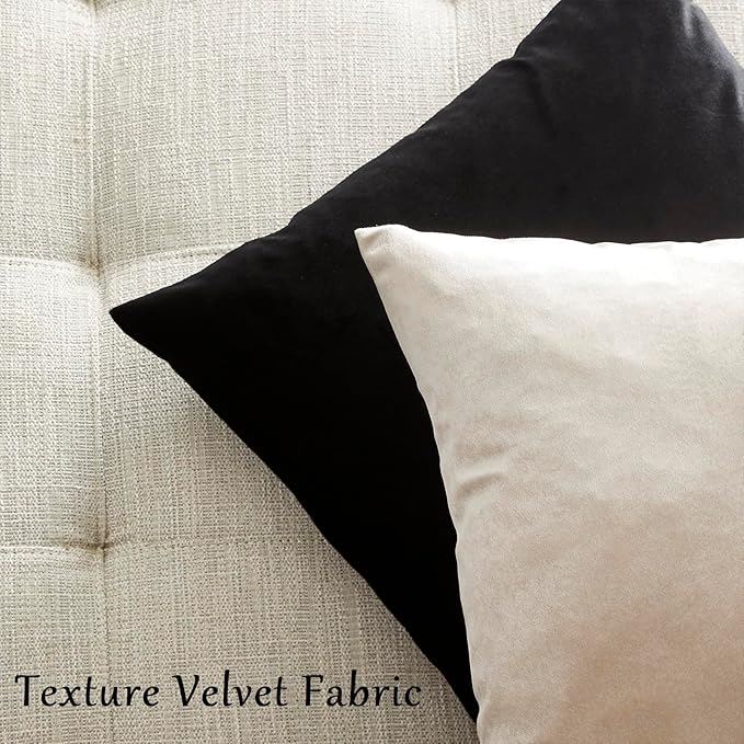 GIGIZAZA 24x24 Beige Pillow Covers: Pack of 2 Champagne Vintage Throw Pillows Super Soft Velvet Covers - Decorative Elegant Square Big Solid Cushion Covers Used for Couch,Living Room,Bedroom