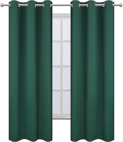 LEMOMO Dark Green Thermal Blackout Curtains/38 x 84 Inch/Set of 2 Panels Room Darkening Curtains for Bedroom