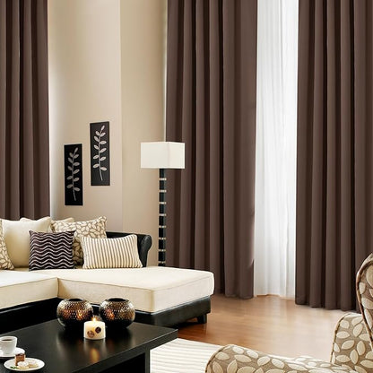 Deconovo Blackout Curtains, Thermal Insulated, W52 x L72 2 Panels, Back Tab, Machine Washable, Room-Darkening Drapes for Bedroom/Living Room Brown