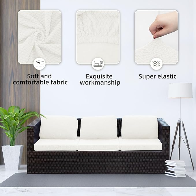 Outdoor Cushion Covers Set,8PCS Patio Furniture Couch Seat Slipcovers, Replacement for Sofa Sectional Chair(Cover，Only)