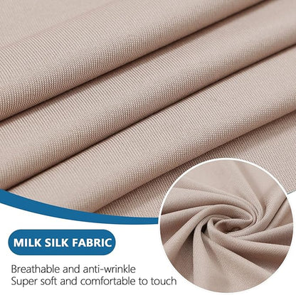 hyha Milk Silk Couch Cushion Covers, Soft Magic Sofa Covers Washable for 2 Cushion Couch, Stretch Sectional Outdoor Cushion Covers for Patio Furniture with Elastic Bottom(Medium, Taupe)