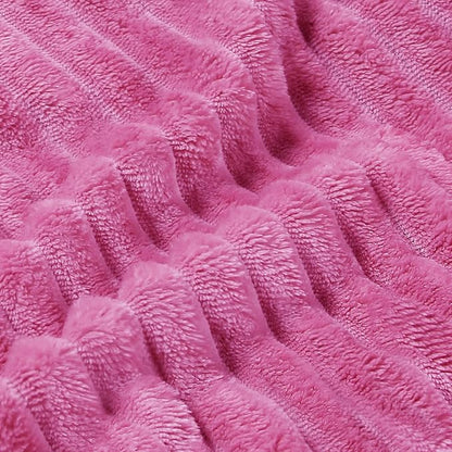 BEDELITE Fleece Blanket King Size – 3D Ribbed Jacquard Soft and Warm Decorative Fuzzy Blankets – Cozy, Fluffy, Plush Lightweight Throw Blankets for Couch, Bed, Sofa(Hot Pink, 108x90 inches)