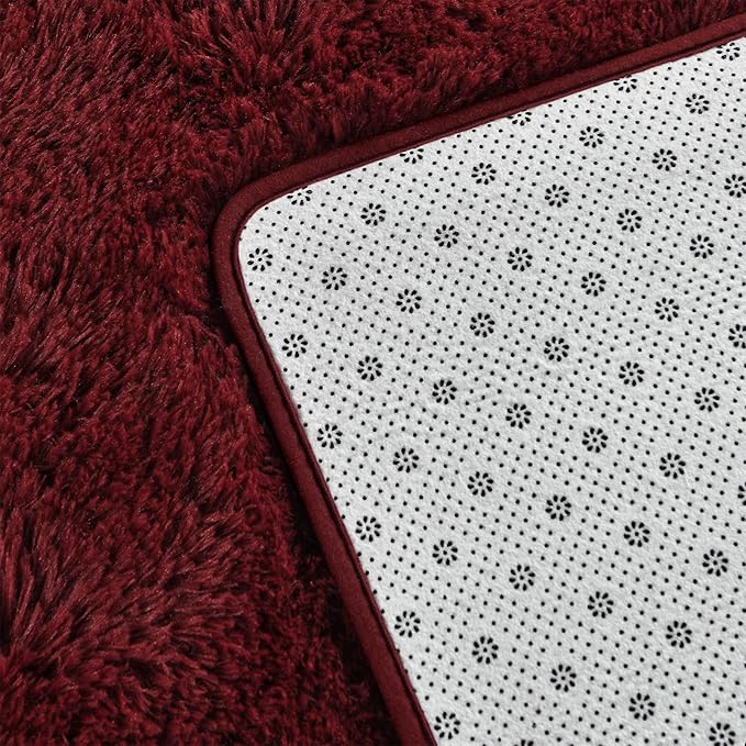 Large Shag Area Rugs 8 x 10, Plush Fuzzy Rugs for Living Room, Ultra Soft Fluffy Furry Rug for Bedroom, Indoor Carpet Nursery Rugs for Kids Room Home Decor, Burgundy