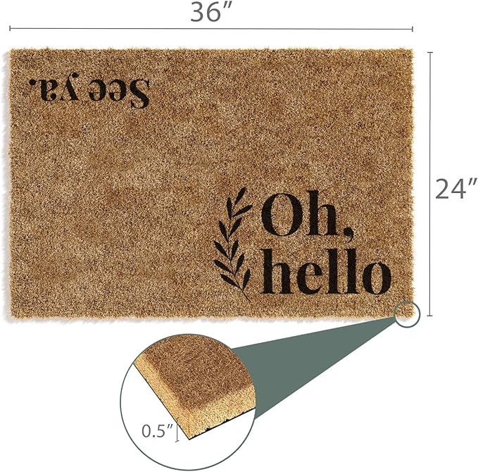 Barnyard Designs Doormat Welcome Mat for Outdoors, Large Front Door Entrance Mat, Brown (Oh Hello, 36x24)
