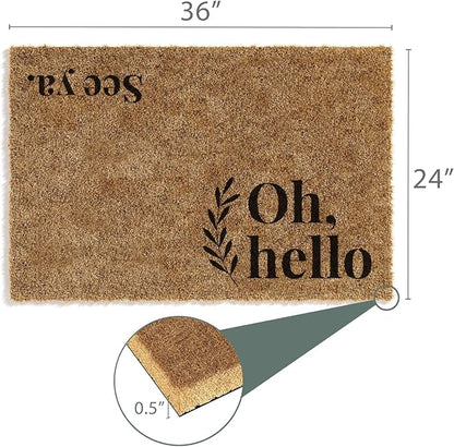 Barnyard Designs Doormat Welcome Mat for Outdoors, Large Front Door Entrance Mat, Brown (Oh Hello, 36x24)