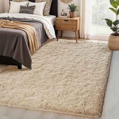 Chicrug Soft Area Rugs for Bedroom Living Room Plush Fluffy Rug 9x12 Feet, Shag Furry Area Rug Carpet Non Shedding for Nursery Children Kids Girls Room Home Decorative, Camel