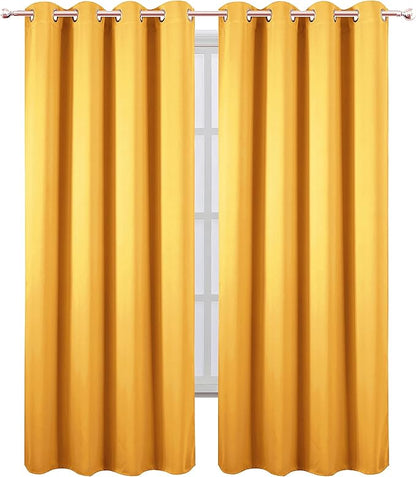 LEMOMO Yellow Thermal Blackout Curtains/52 x 84 Inch/Set of 2 Panels Room Darkening Curtains