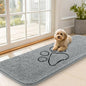 OLANLY Dog Door Mat for Muddy Paws 59x20, Paw Print Design, Absorbs Moisture and Dirt, Absorbent Non-Slip Washable Doormat, Quick Dry Chenille Mud Mat for Dogs, Entry Indoor Entryway Carpet, Grey