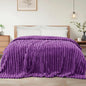 Exclusivo Mezcla Twin Size Flannel Fleece Blanket, Super Soft Striped Jacquard Bed Blanket, Lightweight Fuzzy Cozy for All Seasons, 60x80 Inches, Purple