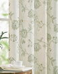 jinchan Linen Curtains Floral Curtain 84 Inch Length for Living Room Bedroom Light Filtering Rod Pocket Back Tab Jacobean Curtains Flax Linen Texture Window Drapes Set 2 Panels Green on Linen