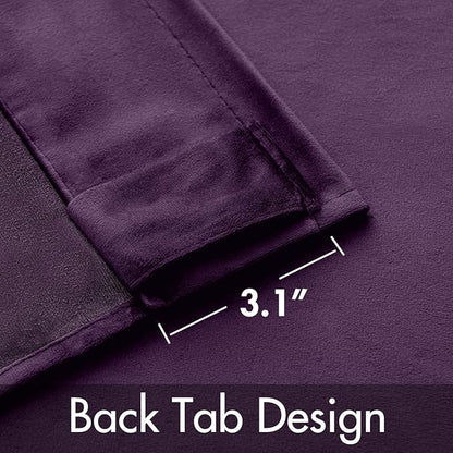 MIULEE Purple Velvet Curtains 90 inches - Luxury Blackout Curtains for Bedroom Living Room Thermal Insulated Super Soft Window Drapes Rod Pocket & Back Tab, W52 x L90 inches, 2 Panels