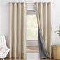 NICETOWN Farmhouse Style 100% Blackout Cream Linen Curtains 90 inches Length, 2 Panels, 52" W, Room Cooling Window Draperies with Thermal Insulated Liners for Dining Room