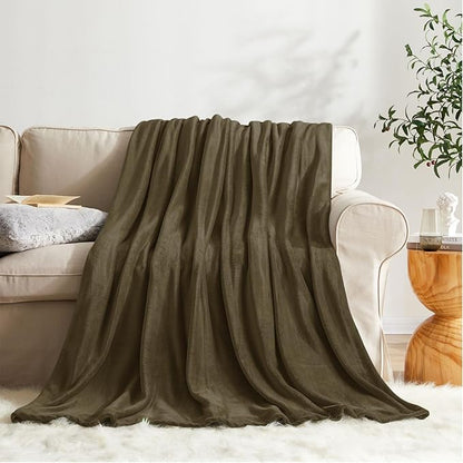 KMUSET Fleece Blanket Dark Brown Lightweight Super Soft Cozy Fuzzy Bed Blankets Microfiber Factory Shop