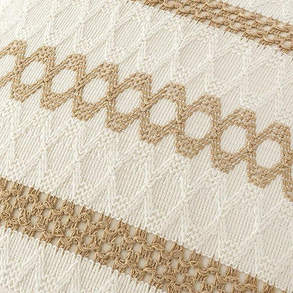 MIULEE Set of 2 Neutral Boho Decorative Pillow Covers 16x16 Inch Farmhouse Rustic Couch Throw Pillows Modern Cotton Cushion Covers Retro Cute Macrame Woven Spring Home Decor for Bed Sofa Chair