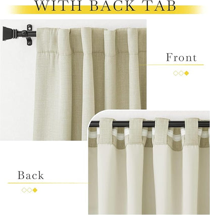 NICETOWN Room Darkening Bedroom Curtains 84 inches Long, Pinch Pleated Curtains Faux Linen Blend Light Blocking Noise Canceling Thermal Drapes for Living Room, Linen Beige, W52 x L84, 2 Panels
