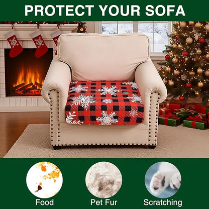 Smiry Printed Couch Cushion Covers, Stretch Soft Couch Covers for Sofa, Washable Non-Slip Sofa Slipcover Furniture Protector for Indoor and Outdoor (1 Pack, Burgundy)
