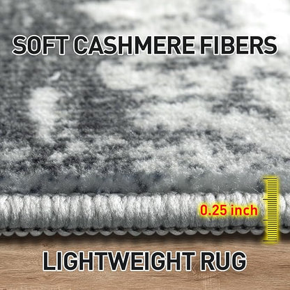 5x7 Area Rugs Washable Rug: Modern Abstract Living Room Rug Soft Anti-Skid Thin Carpet Indoor Floor Non-Shedding Carpets for Bedroom Dining Room Farmhouse Nursery Home Office Black Grey Gold