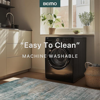 BEIMO Area Rugs 6x9 for Living Room Bedroom, Modern Abstract Machine Washable Rug, Large Soft Low Pile Floor Carpet with Non Slip Backing for Dining Room, Teal/Grey