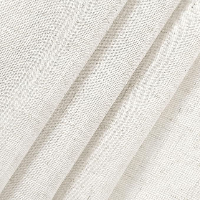Beige White Linen Curtains 72 Inch Length for Living Room Lightweight Door Drapes 2 Panels Set for Kids Bedroom Sheer Light Filtering Back Tab Rod Pocket Curtain for Kitchen Protect Privacy 52x72