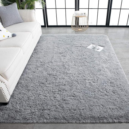 TWINNIS Super Soft Shaggy Rugs Fluffy Carpets, 7x10 Feet, Indoor Modern Plush Area Rugs for Living Room Bedroom Kids Room Nursery Home Decor, Upgrade Anti-Skid Rectangular Fuzzy Rug, Grey
