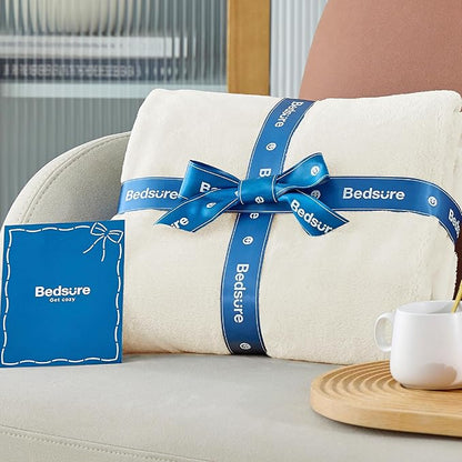 Bedsure GentleSoft Fleece Bed Blankets Full Size Cream - Soft Lightweight Plush Fuzzy Cozy Luxury Blanket Microfiber, 84x90 inches