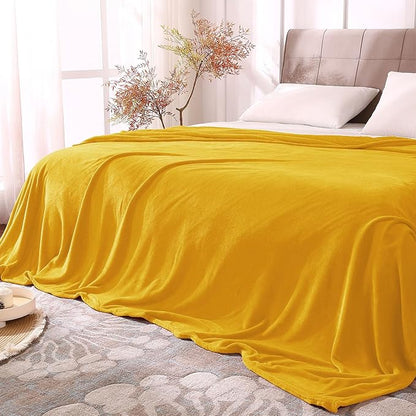 BEDELITE Fleece Blanket King Size Blankets for Bed, Luxury Plush Cozy Fuzzy Blanket 108x90 inches, Super Soft Warm Lightweight Throw Blanket All Seasons Suitable, Yellow