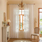 MYSKY HOME 72 Inches Long Semi Boho Sheer White Door Curtains for Closet Doorways,Light Filtering Back Tab Macrame Privacy Protect Farmhouse Drapes for Dining Room, 50" x 72",Pure White, 2 Panels