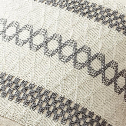 MIULEE Set of 2 Gray Boho Decorative Lumbar Pillow Covers 12x20 Inch Farmhouse Rustic Couch Throw Pillows Modern Cotton Cushion Covers Retro Cute Macrame Woven Spring Home Decor for Bed Sofa Chair