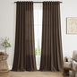 Extra Long Curtain Chocolate Morden Linen Blend Light Filtering Back Tab Curtains for Long Winodws 120 Inches Length, Semi Sheer Privacy Drapes for Living Room,52x120 inch, 2 Panels