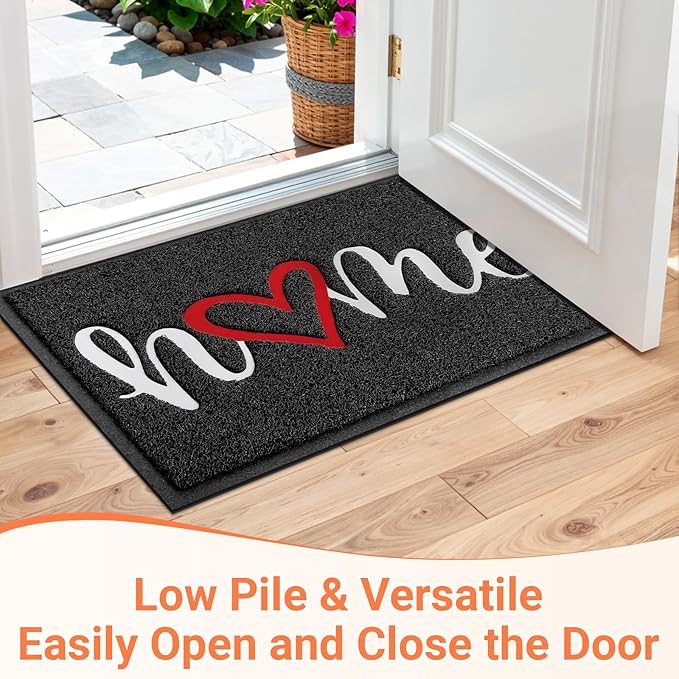 StepLively Door Mat Home Welcome Mats Outdoor and Indoor, Heavy-Duty Low-Profile Non-Slip Front Welcome Mat for Home Entrance, Outside Entry, Yard, Floor, Patio, Ideal (35''x24'', Black)