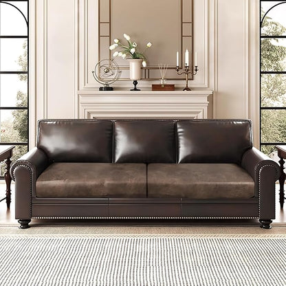 Leather Look Couch Cushion Covers Sofa Seat Slipcovers Sets Couches Furniture Protector for Sectional Armchair Loveseat Pets Kids Stretch Spandex Fabric (2 Cushion Sofa, Light Brown)