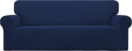 Easy-Going Stretch Oversized Sofa Slipcover 1-Piece Sofa Cover Furniture Protector Couch Soft with Elastic Bottom for Kids, Polyester Spandex Jacquard Fabric Small Checks Navy